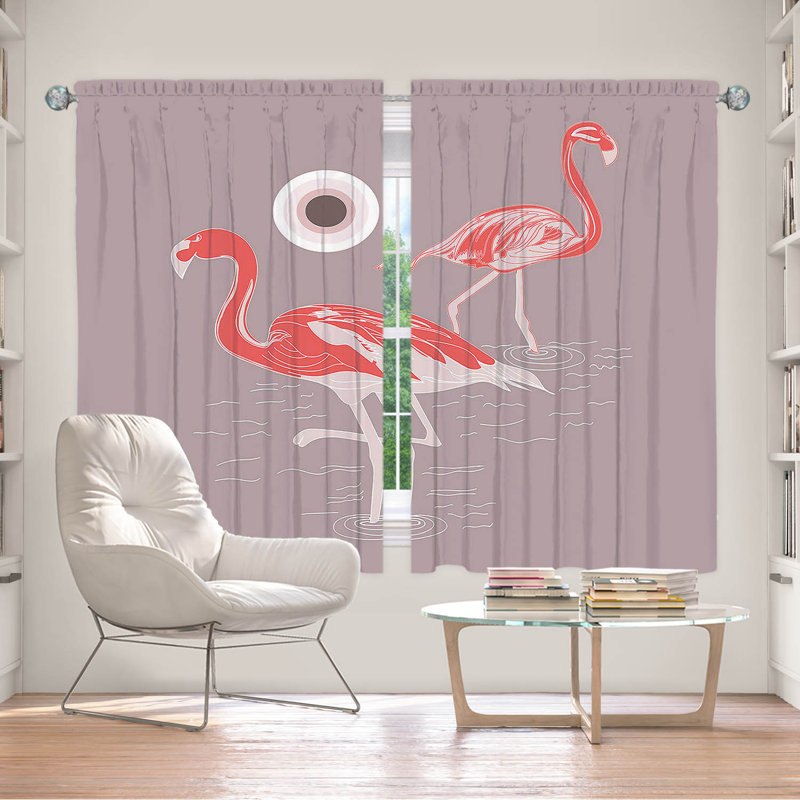 Paire de rideaux obscurcissant en polyester Denes, Brun / rose / blanc, L 56 po x L 78 po