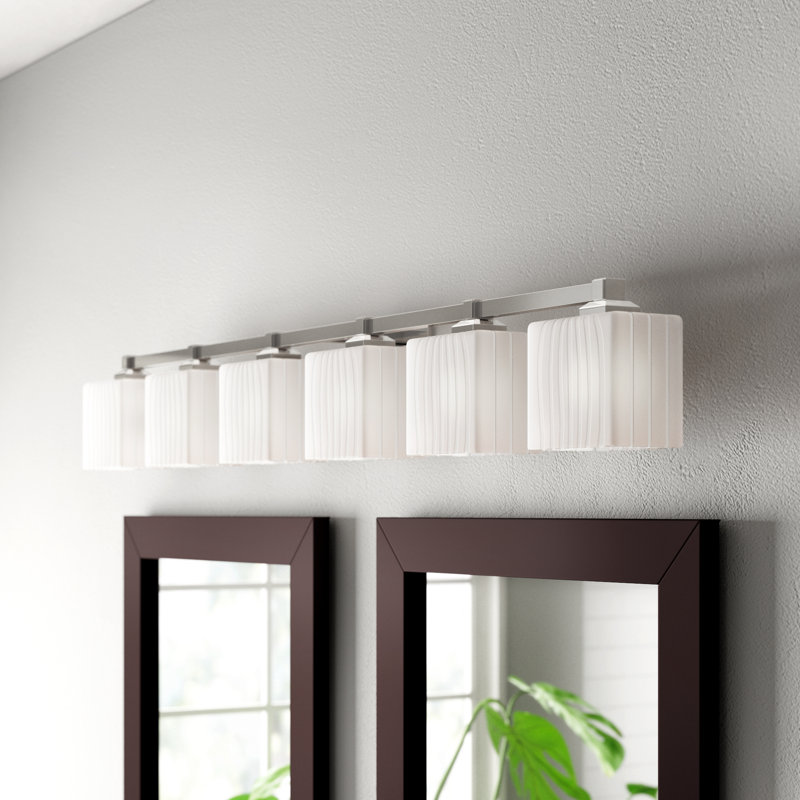 Éclairage pour meuble-lavabo rectangulaire 6 lumières Casson, Chrome poli