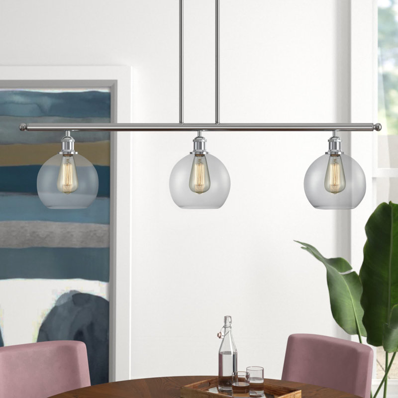 Baptista 3 - Light Kitchen Island Pendant, Brushed Satin Nickel, Clear