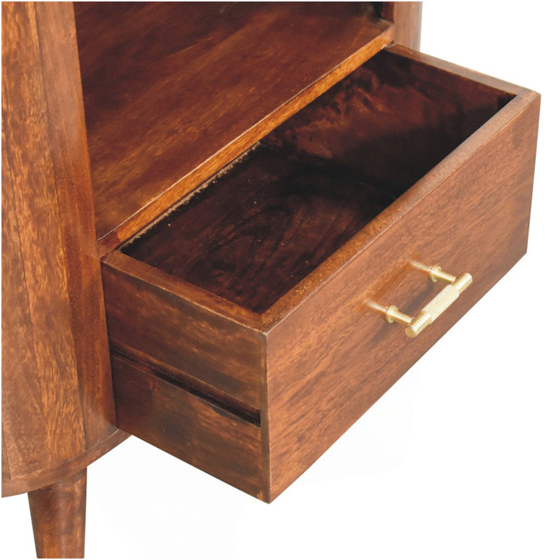 Wood T-Bar Cortez Cabinet, 1-Drawer, 1 Open Slot, Brown