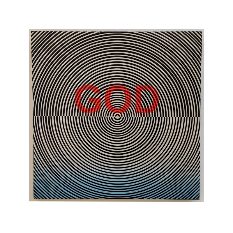 Illusion de Dieu, peinture acrylique par Ghanshyam Gupta - art abstrait moderne sur toile 24 "x 24" avec illusion optique