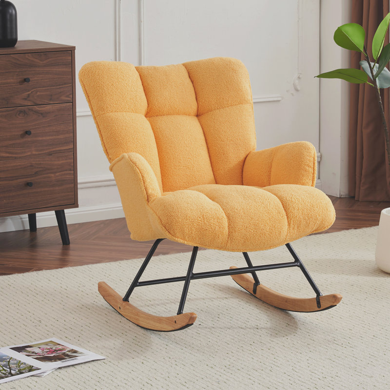 Solid + Manufactured Wood/Iron Rocking Chair, Yellow