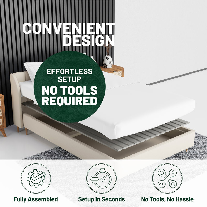 Tatum Vertical Mattress Support Wooden Bunkie Board/Slats with Cover, Queen, Standard Slat