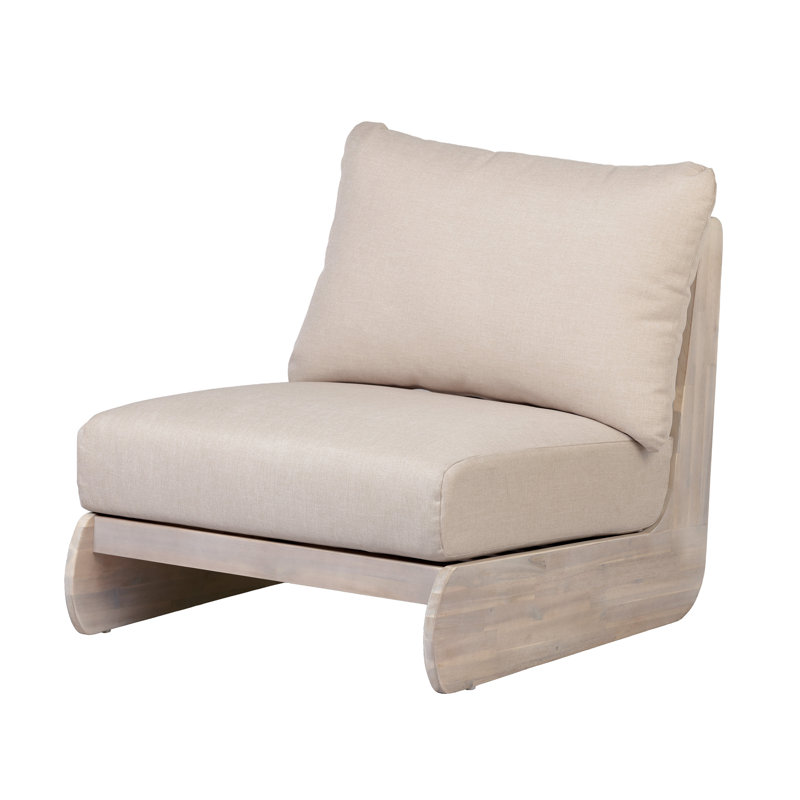 Méridienne en bois d'acacia avec coussins amovibles Bukka, Sable