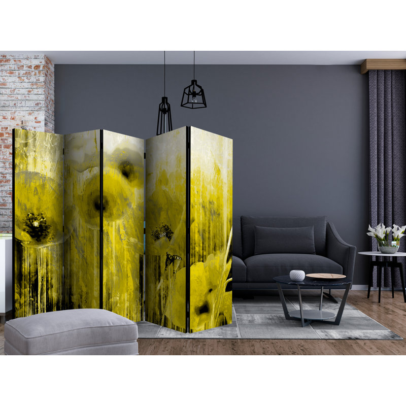Grizel 225cm W x 172cm H 5 - Panel Solid Wood Folding Room Divider