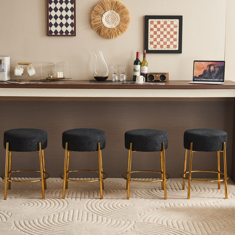 Tabouret de bar Kynlee, Noir, Tabouret de comptoir (siège d'une hauteur de 26 p, 2