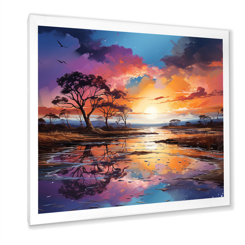 «Charmant Dessert Sky At Sunset III», reproduction d'art sur toile, Cadre simple blanc, H 30 po x l 30 po x P 1 po