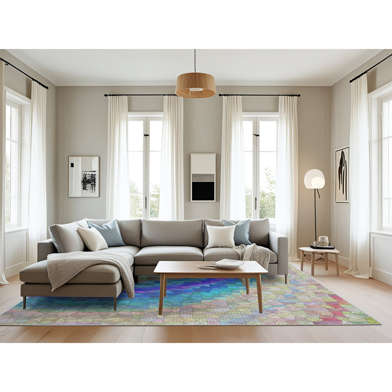 Tapis rouge/vert/bleu Carsonhill, Rectangle 8 pi x 10 pi