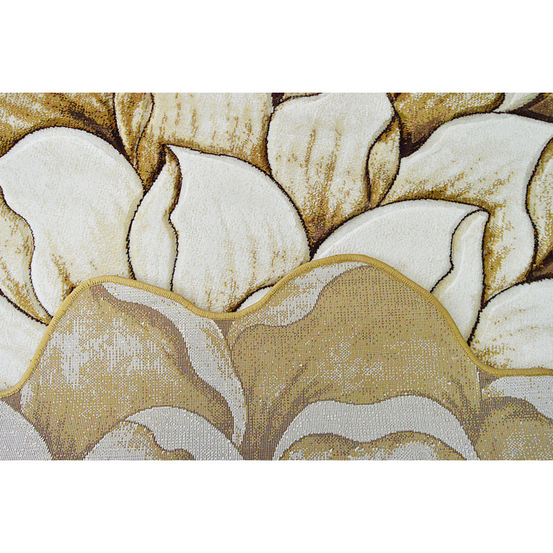 Tapis botanique beige à effet 3D Pettill Flowers, Nouveauté 2 pi 7 po