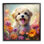 Az-128-Framed " Dog In Daisy Meadow " by Roozbeh
