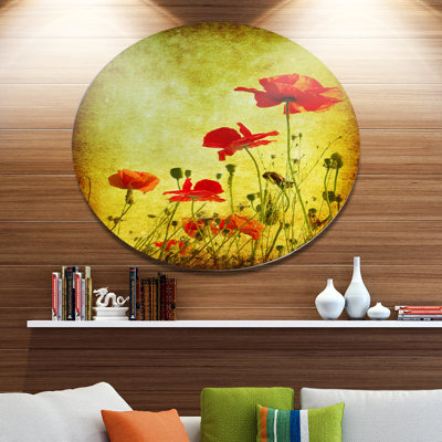 " Poppy Flowers On Grunge Background "