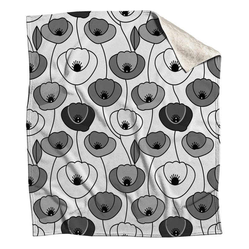 Couvertures noires à motif floral, L 50 po x H 60 po