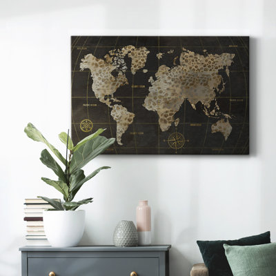 Safari World Map-Gallery Wrapped Canvas