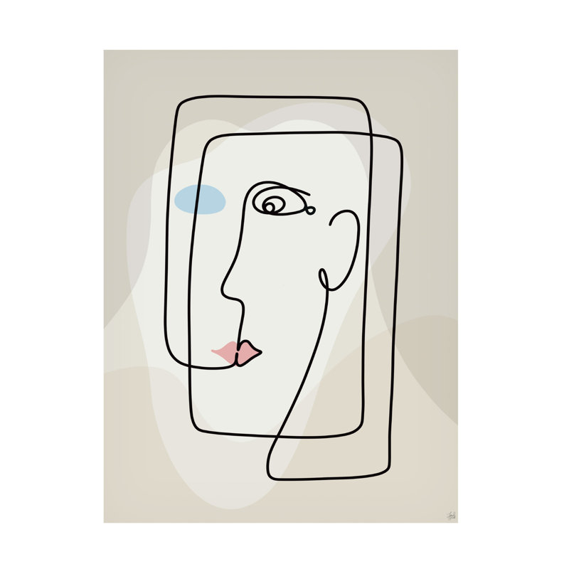 «Emefa Line and Face 1 on Canvas» par Line and Brush Print, H 19 po x l 14 po x P 2 po