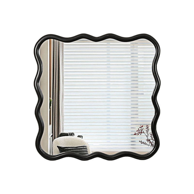 Miroir carré en bois ondulé, Noir