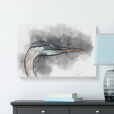 Heron Portrait In Abstract - Wrapped Canvas Print