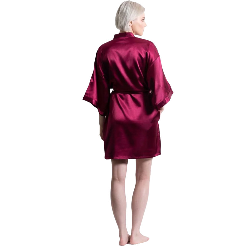 Peignoir en satin avec poches Quindy, M / G, Rouge