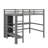 Full-Size Timber Elevated High Sleeper Bed With Sub-Bed Work Area & Versatile Shelving Unit-222846028