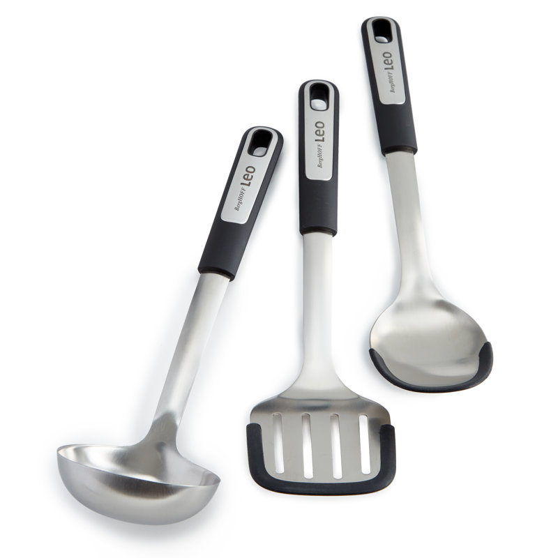 Graphite Stainless Steel 3-Piece Utensil Set with Silicone Heads