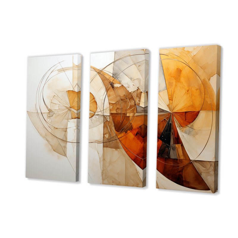 Earthly Tones II - 3 Piece Wrapped Canvas Print, 32" H x 48" W x 1" D