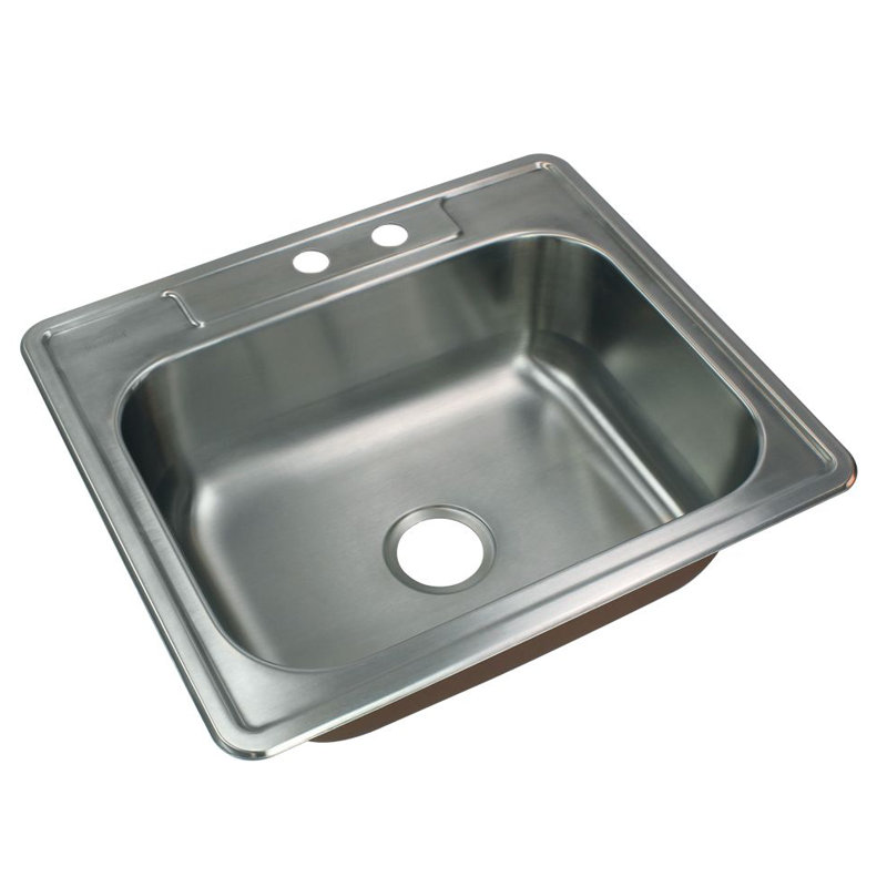Classic 25'' L Drop-In Single Bowl Stainless Steel Kitchen Sink, 2--Hole (MR2)