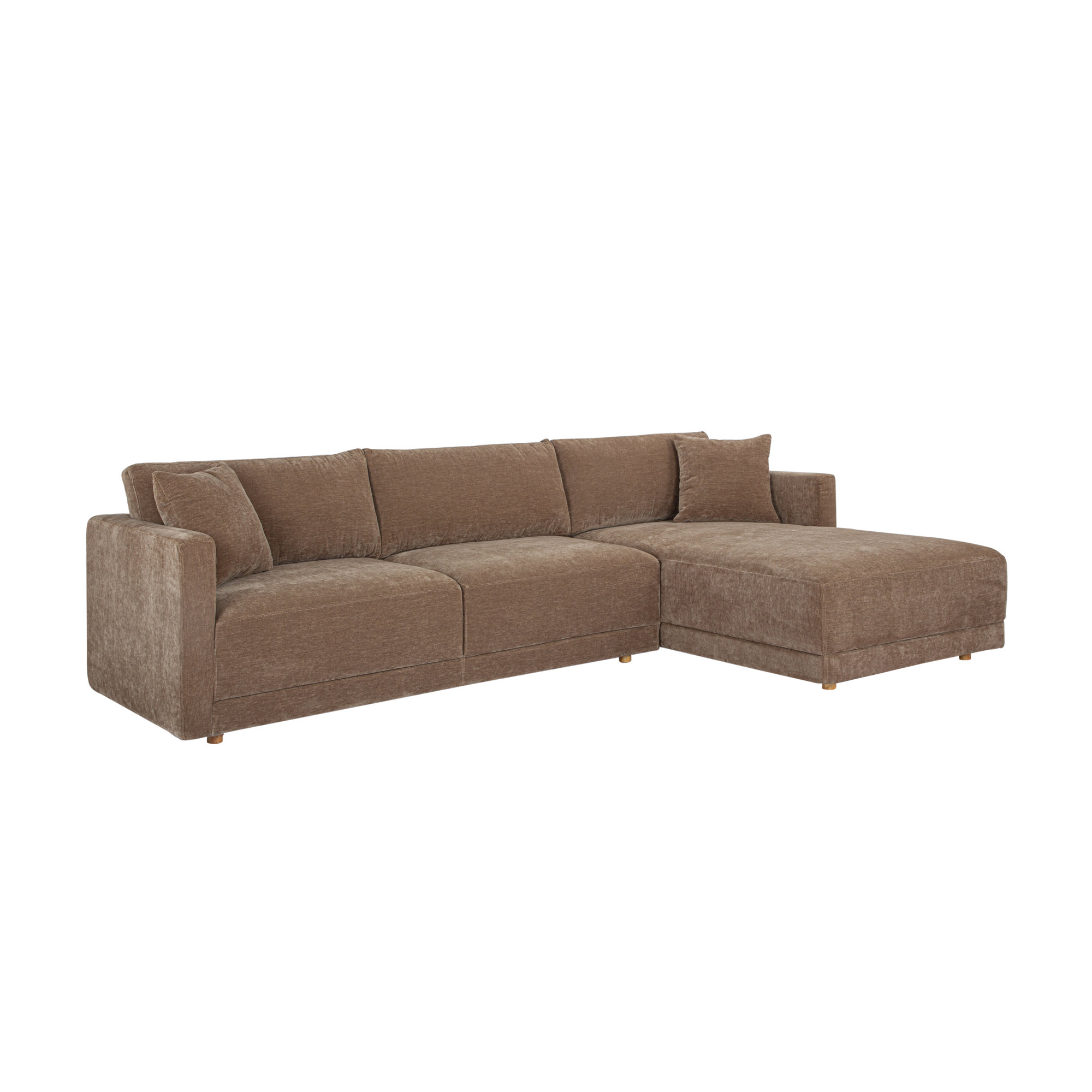 Vervino Upholstered Sectional, Right Hand Facing, Camel Polyester