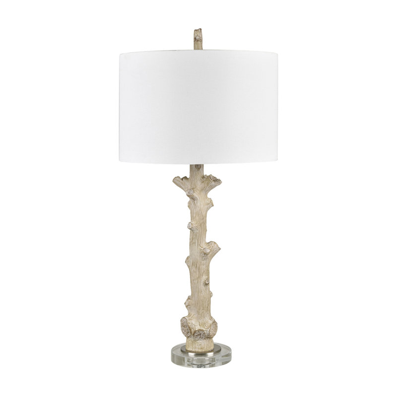 32" Crystal Table Lamp With White Shade