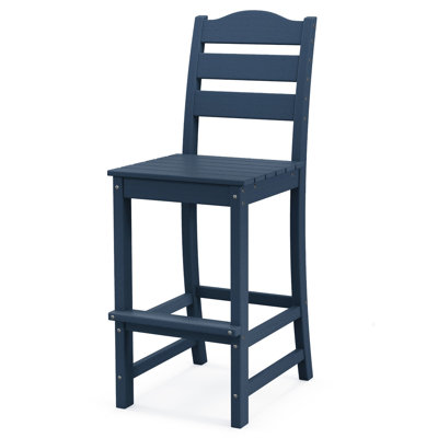 Outdoor Hdpe Bar Stool Patio Tall Chair Backrest Footrest All Weather by Ebern Designs