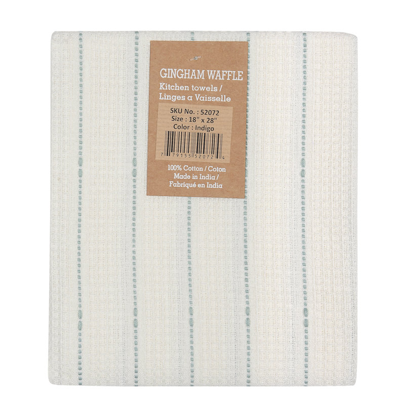 Classic Gingham Kitchen Towel Set of 4  Soft And Absorbent Cotton, Check, GREY/BLACK
