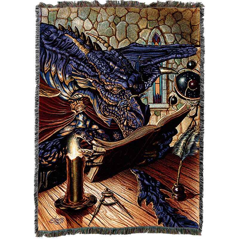 Pure Country Weavers Harbinger of Fire Dragon Blanket by Ed Beard Jr - Gift Fantasy Tapestry Throw Woven from Cotton - Made in The USA (72x54) (Good Book, 72" x 54")