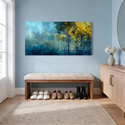 Ensemble de 1 tableau abstrait représentant un paysage forestier sur toile tendue