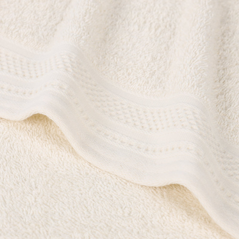 Ensemble de 3 serviettes en coton mi-lourd à bordure gaufrée texturée, Ivory