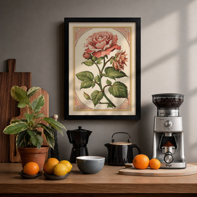 Roses in Gold Botanical - Framed Print