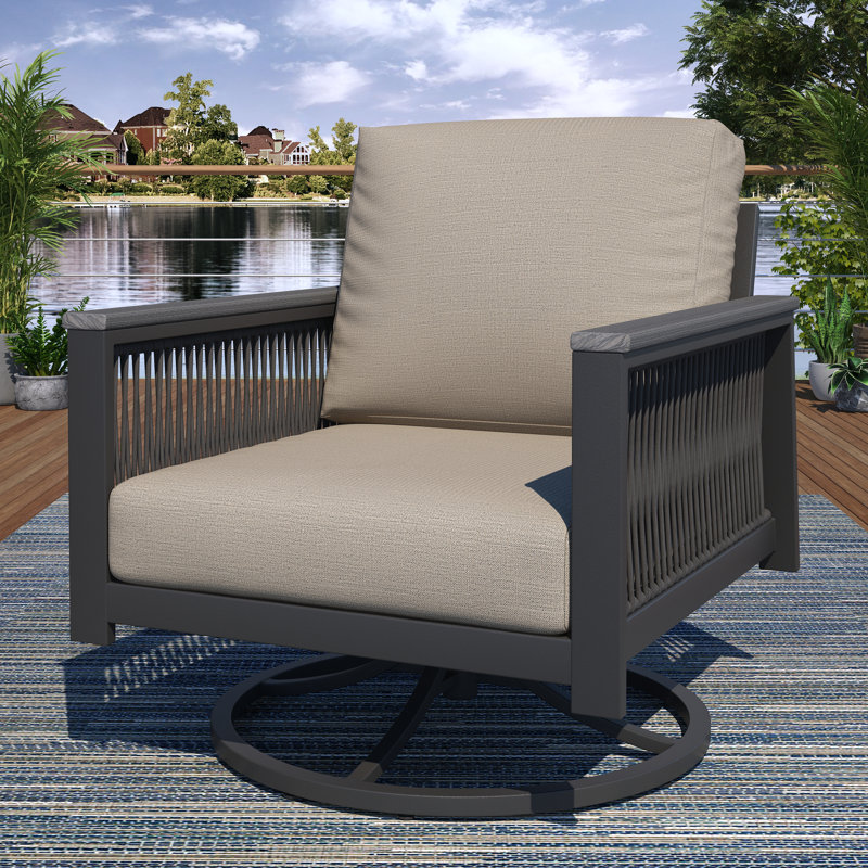 Chaise berçante d'extérieur avec coussin Sunbrella Townsend, Argent coulé Sunbrella®