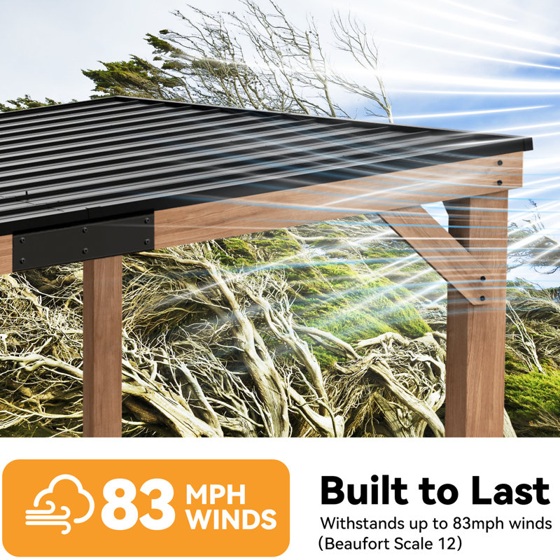 Supreme Premium Cedar Wood Hardtop Slop Roof Gazebo, Outdoor Pavilion Permanent Storage And Grill, Chat And Party Scenes