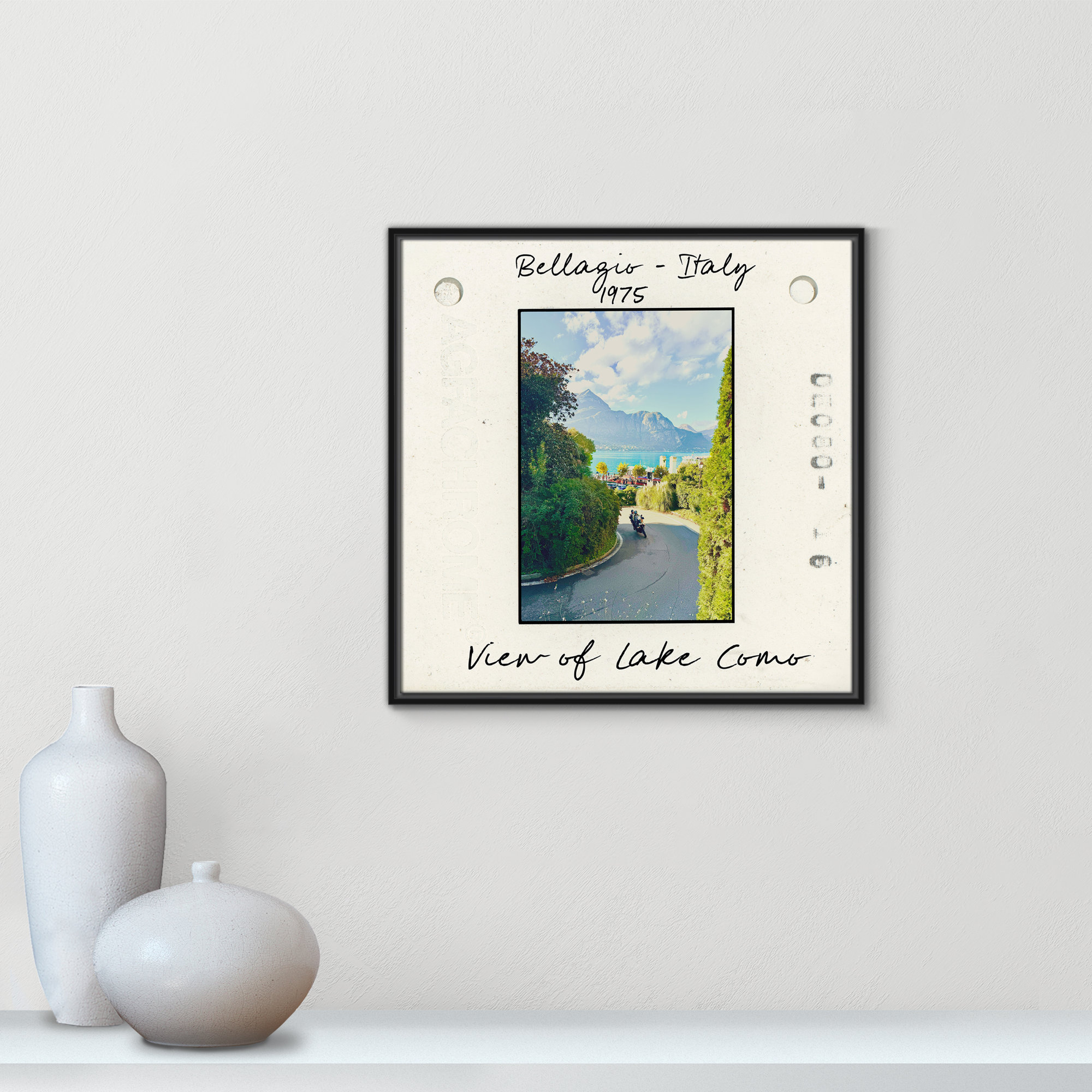 Belaggio, Italy - View of Lake Como Print by Susan Jill, 25.5" H x 25.5" W x 2" D, Black Floater Framed Canvas