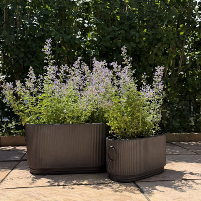 French Country Style Oval Planters, Set Of 2