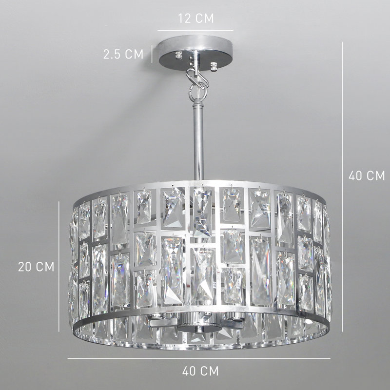 Crystal, Glass Flush Mount, Silver