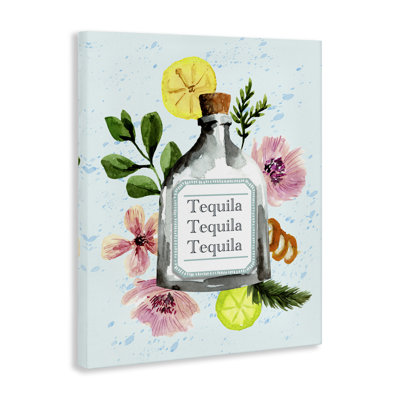  Art floral sur toile, "Floral Tequila Bottle" par Kate Eldridge