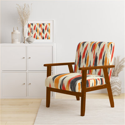 Modern Accent Chair - Red and Orange Minimal Ikat Red Arm Chair