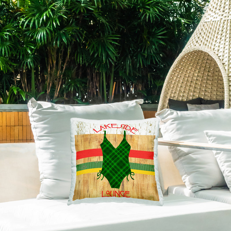 Coussin décoratif d'extérieur à imprimé Lakeside Lounge par Andrea Tachiera