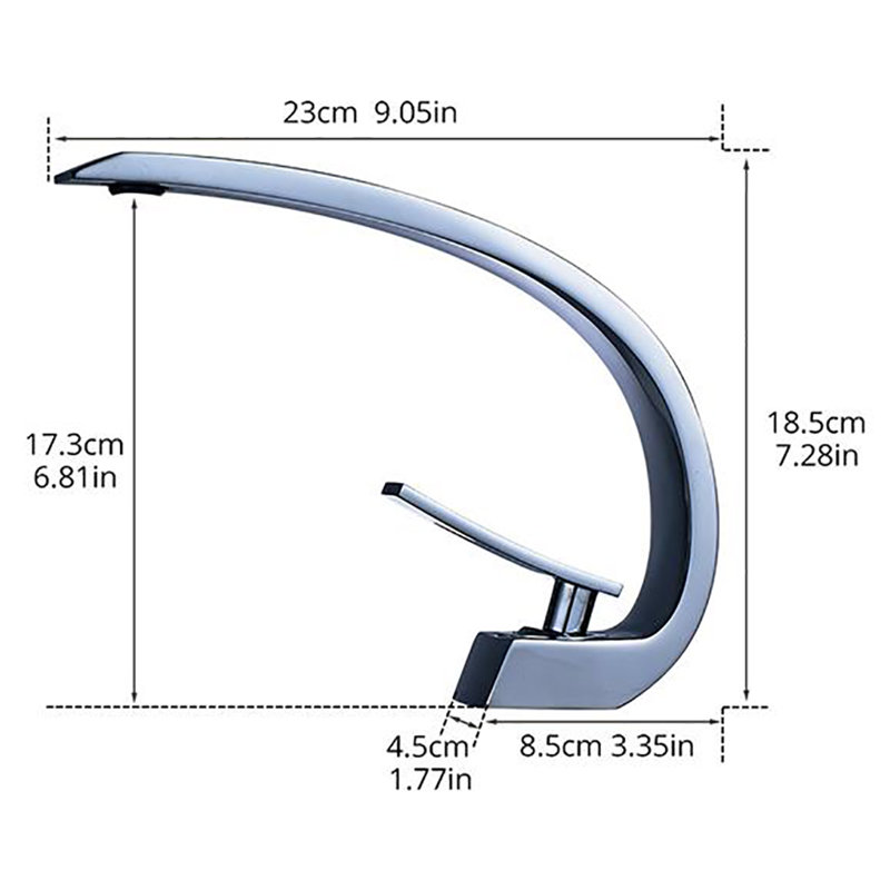 Robinet de salle de bain monocorps à poignée simple, Chrome