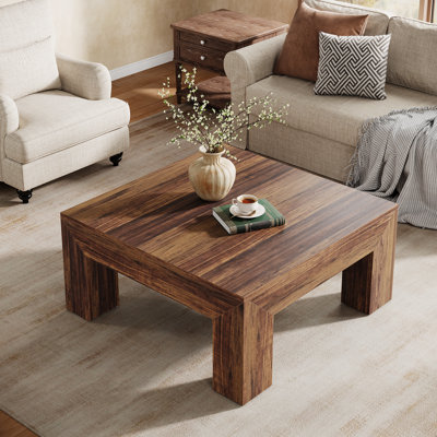 Farmhouse Square Coffee Table, Center Table for Living Room, Dark Brown