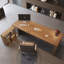 Bureau de direction en L en noyer massif en bois massif-778006492-778006490