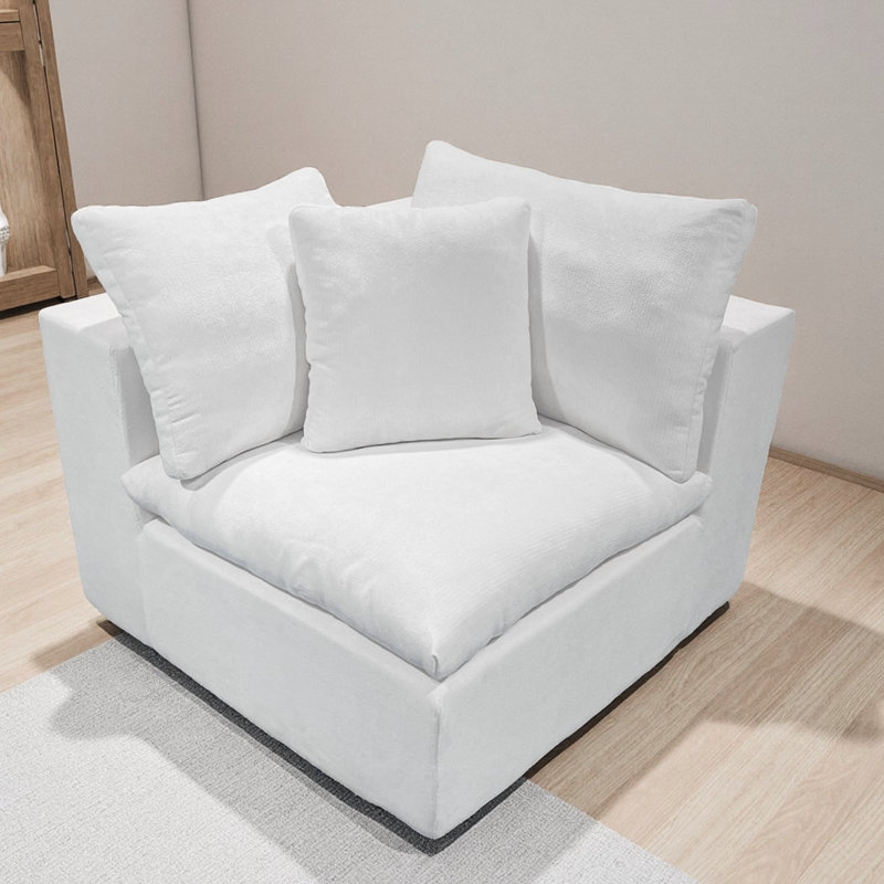 Canapé modulaire blanc, sans assemblage, velours côtelé, confortable pour rehausser le décor d'un appartement