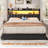 Upholstered Headboard with LED Lights and Charging Station-221662601