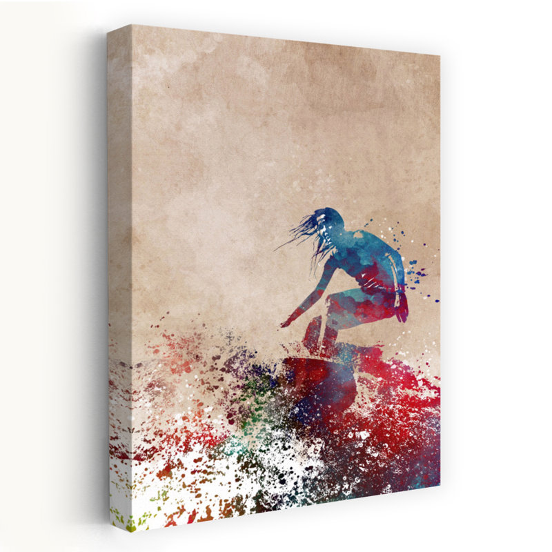 «Dynamic Surfing Splash», impression d'art mural coloré et contemporain sur l'océan, 48" H x 32" W