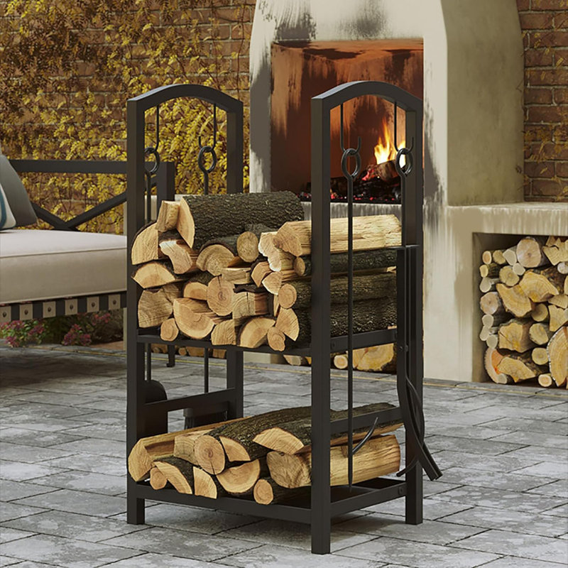 15.75" W Metal Log Rack