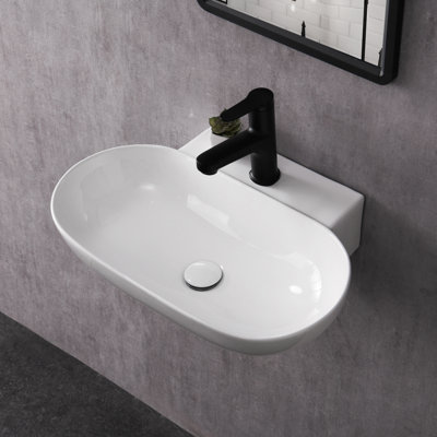 Paklorde 15.55'' White Ceramic Oval Bathroom Sink