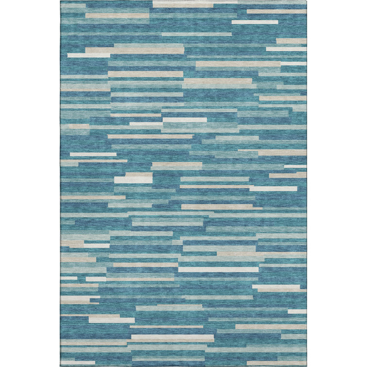 Premium Machine Washable Prisco Teal Rug